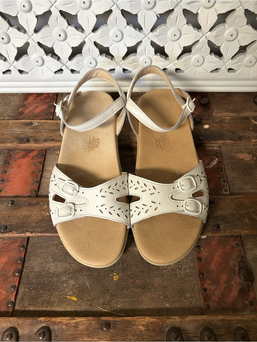 SAS Tripad Comfort White Leather Sandals Women’s 10 Medium